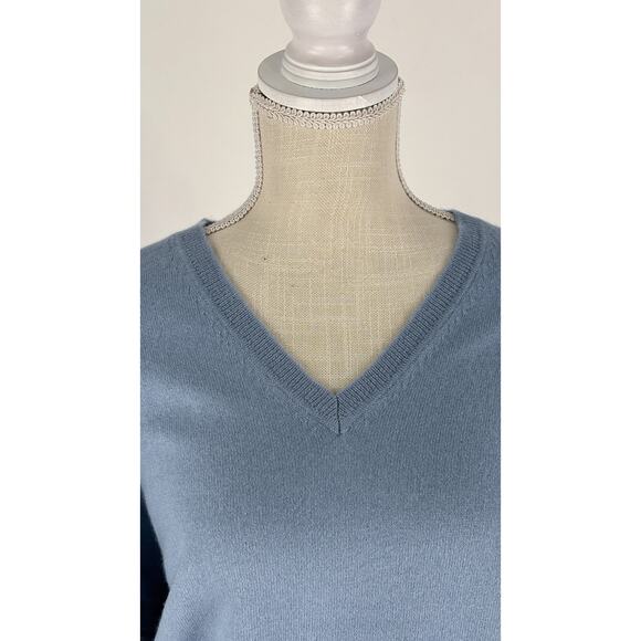 State Cashmere Womens V Neck Cashmere Sweater Bella Blue Size XXL New - Picture 4 of 12